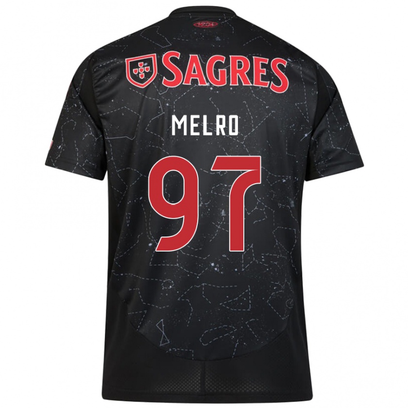 Kandiny Enfant Maillot José Melro #97 Noir Rouge Tenues Extérieur 2024/25 T-Shirt