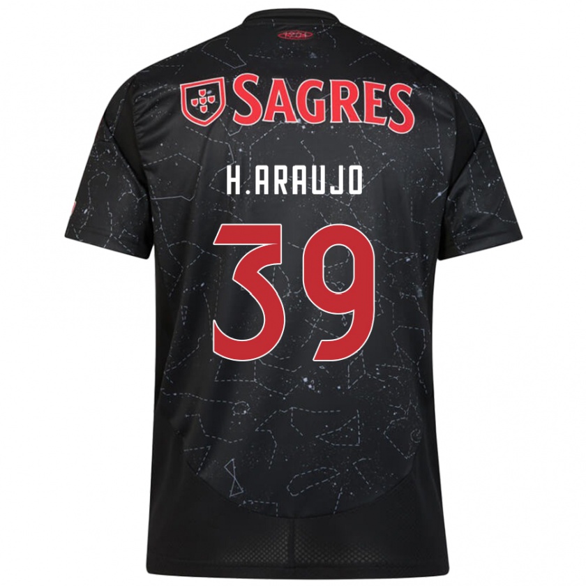 Kandiny Enfant Maillot Henrique Araujo #39 Noir Rouge Tenues Extérieur 2024/25 T-Shirt