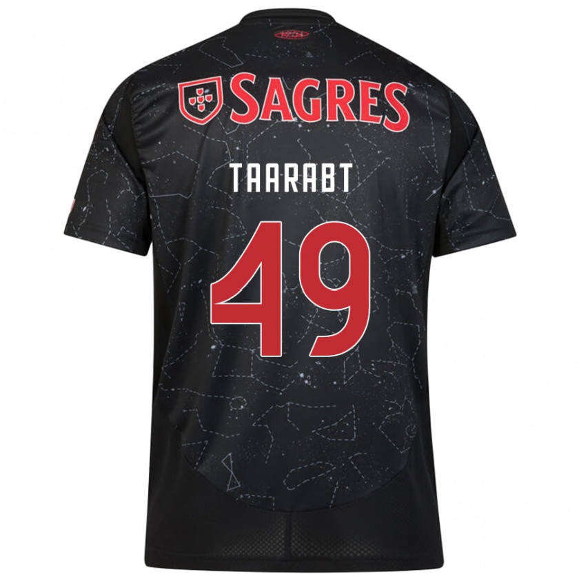 Kandiny Enfant Maillot Adel Taarabt #49 Noir Rouge Tenues Extérieur 2024/25 T-Shirt