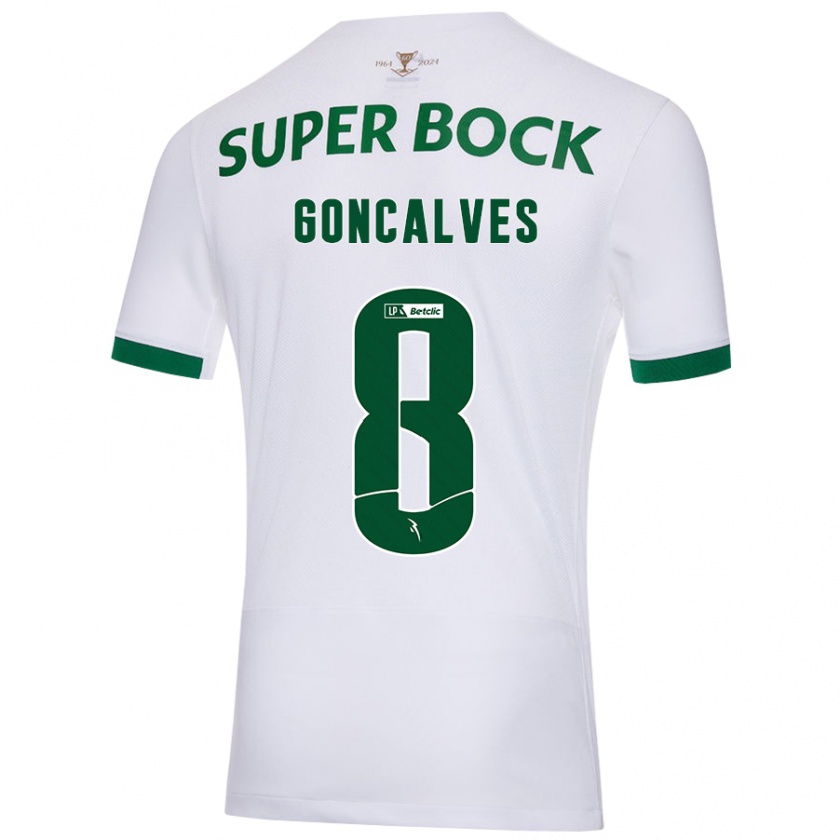 Kandiny Enfant Maillot Pedro Gonçalves #8 Blanc Vert Tenues Extérieur 2024/25 T-Shirt