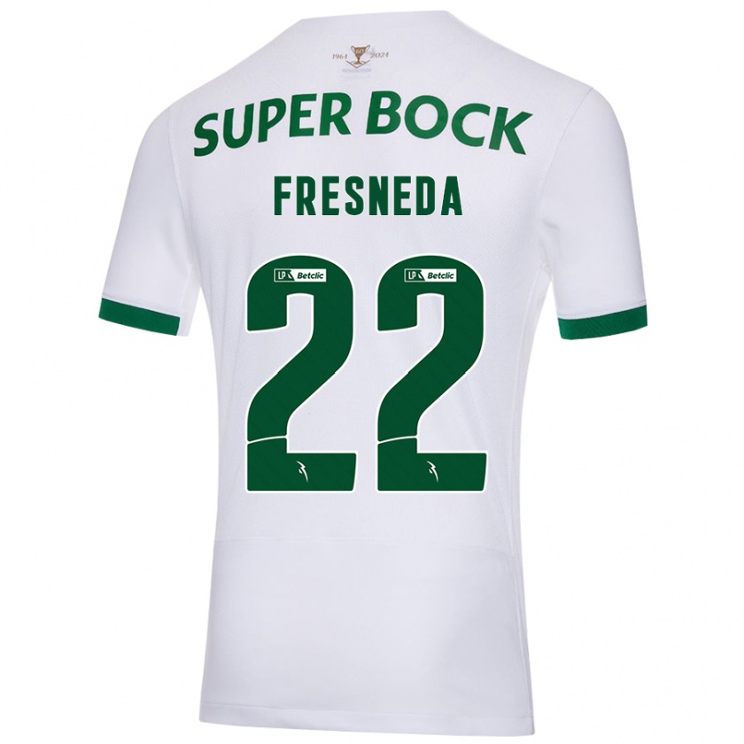 Kandiny Enfant Maillot Iván Fresneda #22 Blanc Vert Tenues Extérieur 2024/25 T-Shirt