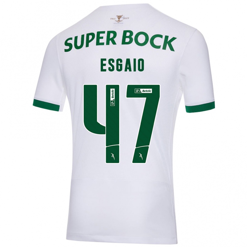 Kandiny Enfant Maillot Ricardo Esgaio #47 Blanc Vert Tenues Extérieur 2024/25 T-Shirt