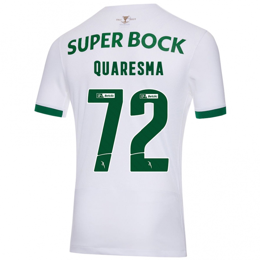 Kandiny Enfant Maillot Eduardo Quaresma #72 Blanc Vert Tenues Extérieur 2024/25 T-Shirt