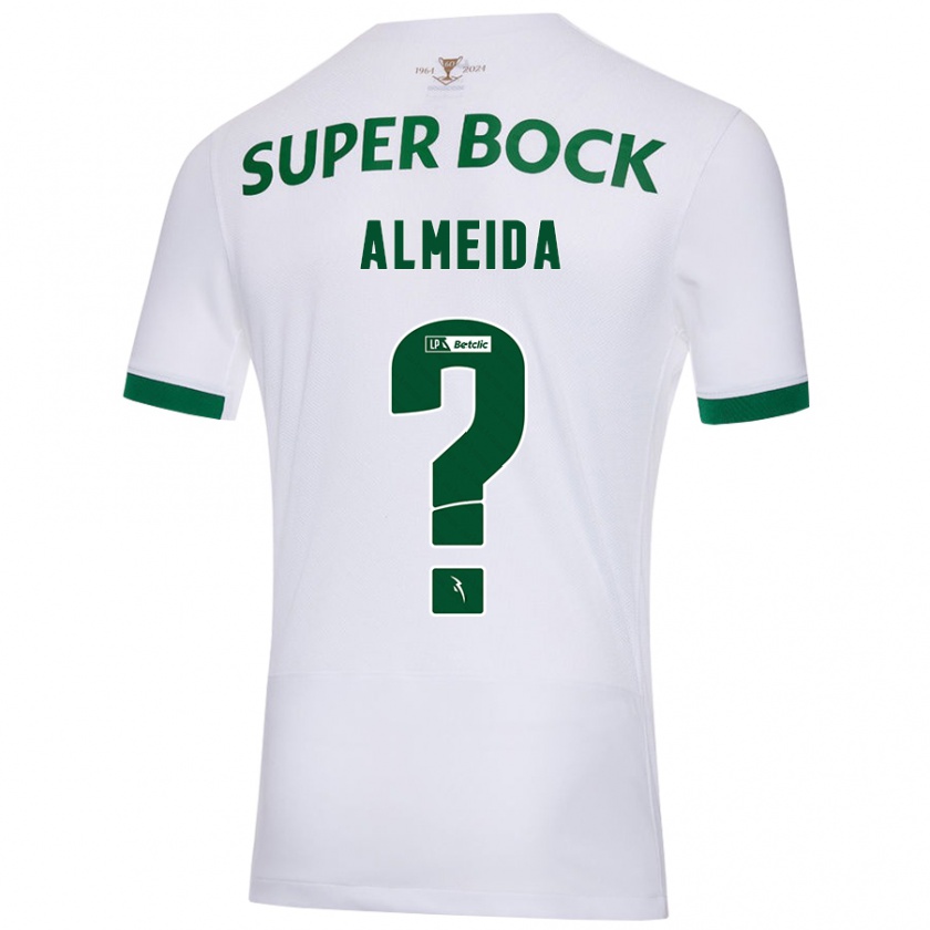 Kandiny Enfant Maillot Miguel Almeida #0 Blanc Vert Tenues Extérieur 2024/25 T-Shirt