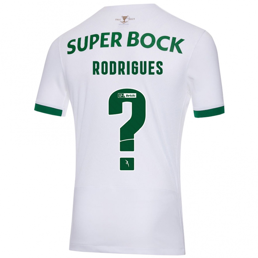 Kandiny Enfant Maillot João Rodrigues #0 Blanc Vert Tenues Extérieur 2024/25 T-Shirt