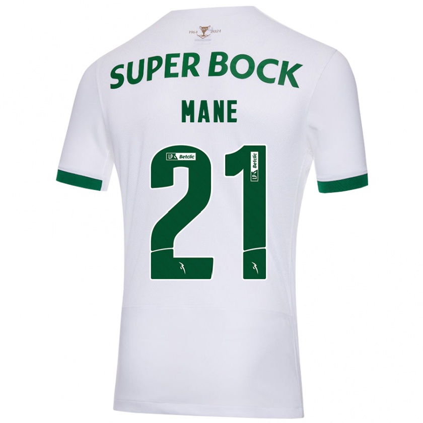 Kandiny Enfant Maillot Isnaba Mané #21 Blanc Vert Tenues Extérieur 2024/25 T-Shirt