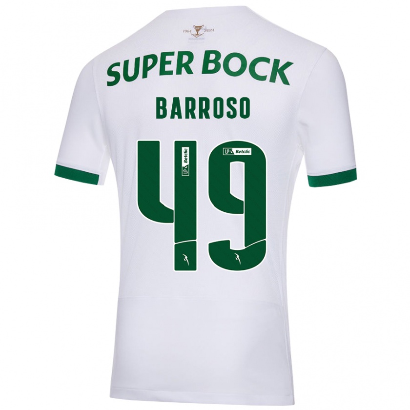 Kandiny Enfant Maillot Leonardo Barroso #49 Blanc Vert Tenues Extérieur 2024/25 T-Shirt