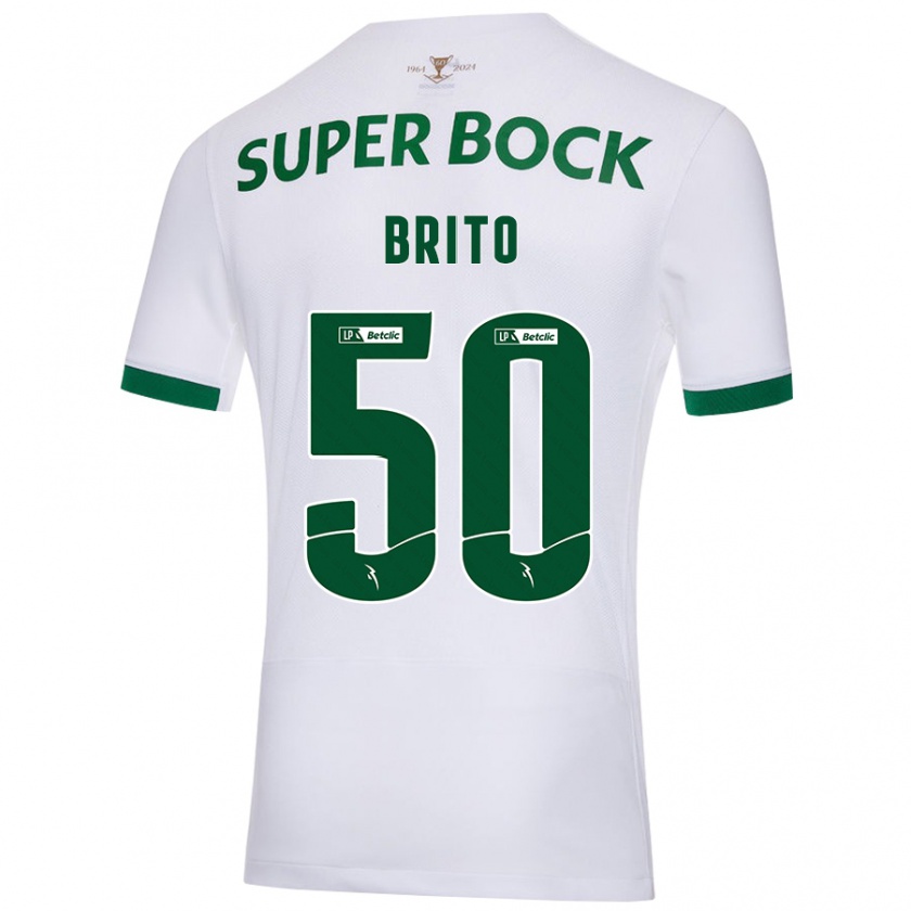 Kandiny Enfant Maillot Alexandre Brito #50 Blanc Vert Tenues Extérieur 2024/25 T-Shirt