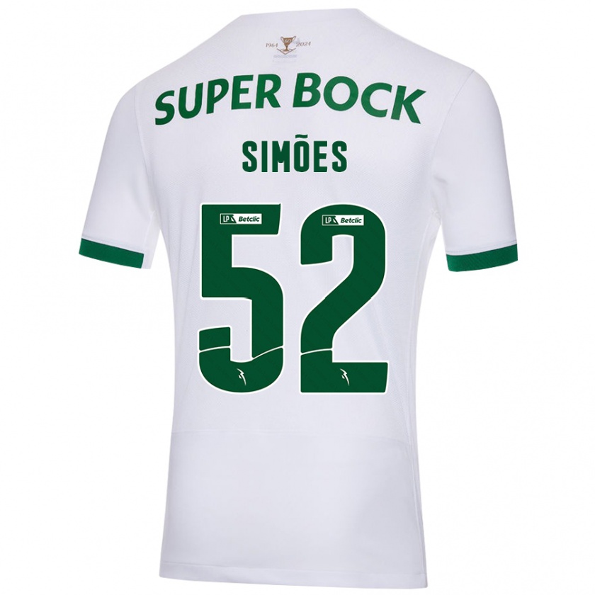 Kandiny Enfant Maillot João Simões #52 Blanc Vert Tenues Extérieur 2024/25 T-Shirt