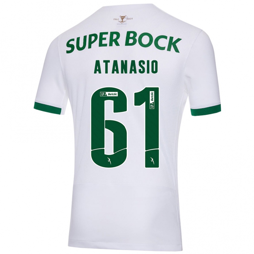 Kandiny Enfant Maillot Atanásio #61 Blanc Vert Tenues Extérieur 2024/25 T-Shirt