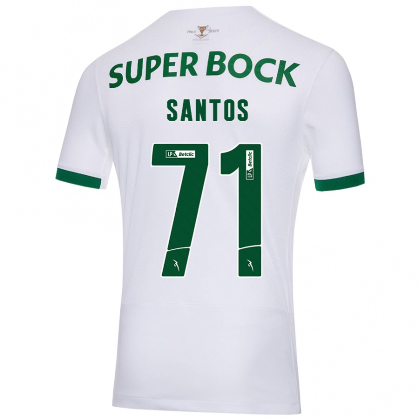 Kandiny Enfant Maillot Denilson Santos #71 Blanc Vert Tenues Extérieur 2024/25 T-Shirt