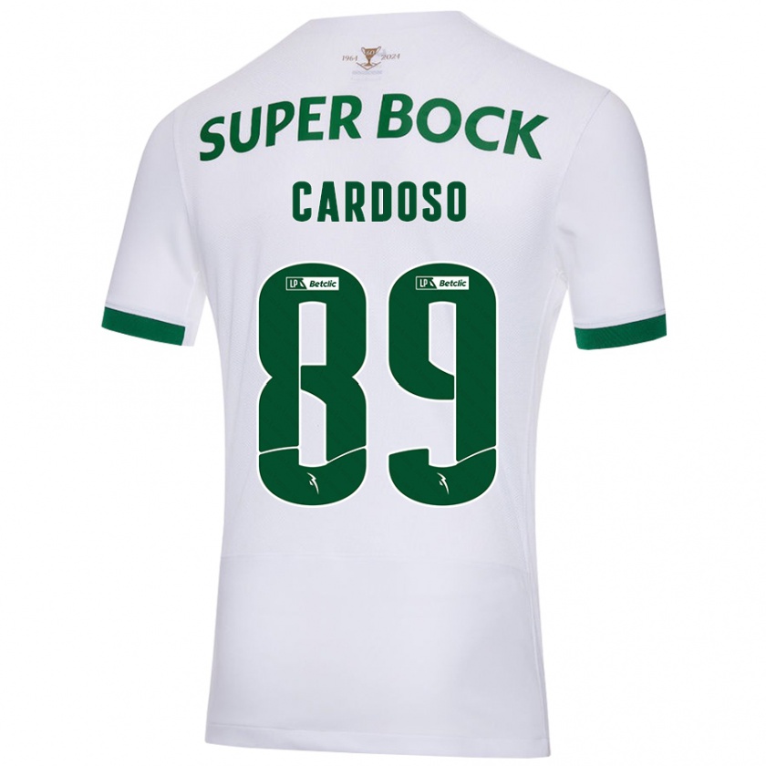 Kandiny Enfant Maillot Nilton Cardoso #89 Blanc Vert Tenues Extérieur 2024/25 T-Shirt