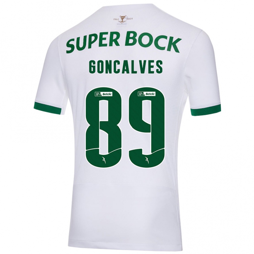 Kandiny Enfant Maillot André Gonçalves #89 Blanc Vert Tenues Extérieur 2024/25 T-Shirt