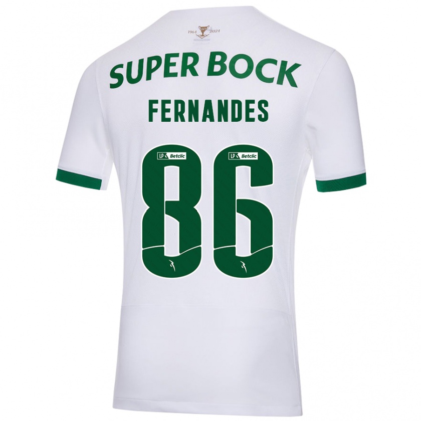 Kandiny Enfant Maillot Emanuel Fernandes #86 Blanc Vert Tenues Extérieur 2024/25 T-Shirt