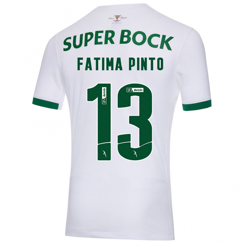 Kandiny Enfant Maillot Fátima Alexandra Figueira Pinto #13 Blanc Vert Tenues Extérieur 2024/25 T-Shirt