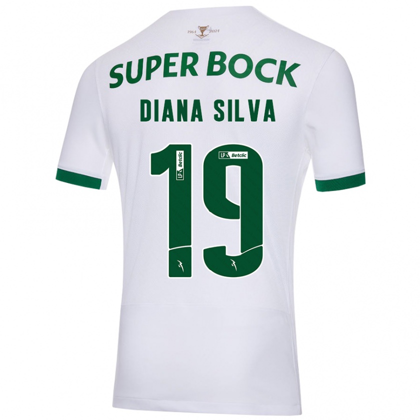 Kandiny Enfant Maillot Diana Micaela Abreu De Sousa E Silva #19 Blanc Vert Tenues Extérieur 2024/25 T-Shirt