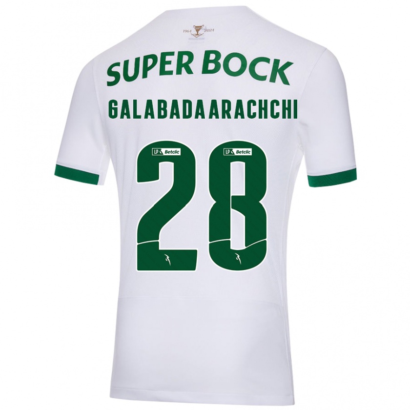 Kandiny Enfant Maillot Jacinta Galabadaarachchi #28 Blanc Vert Tenues Extérieur 2024/25 T-Shirt