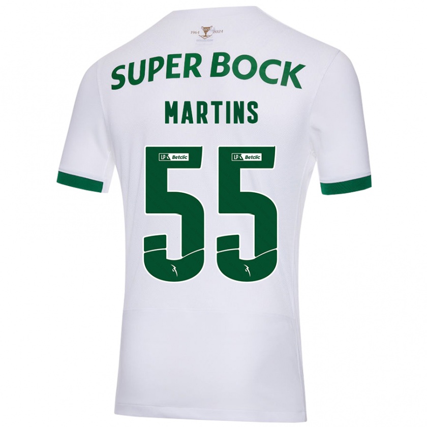 Kandiny Enfant Maillot Carolina Martins #55 Blanc Vert Tenues Extérieur 2024/25 T-Shirt