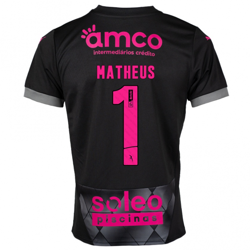 Kandiny Enfant Maillot Matheus #1 Noir Rose Tenues Extérieur 2024/25 T-Shirt