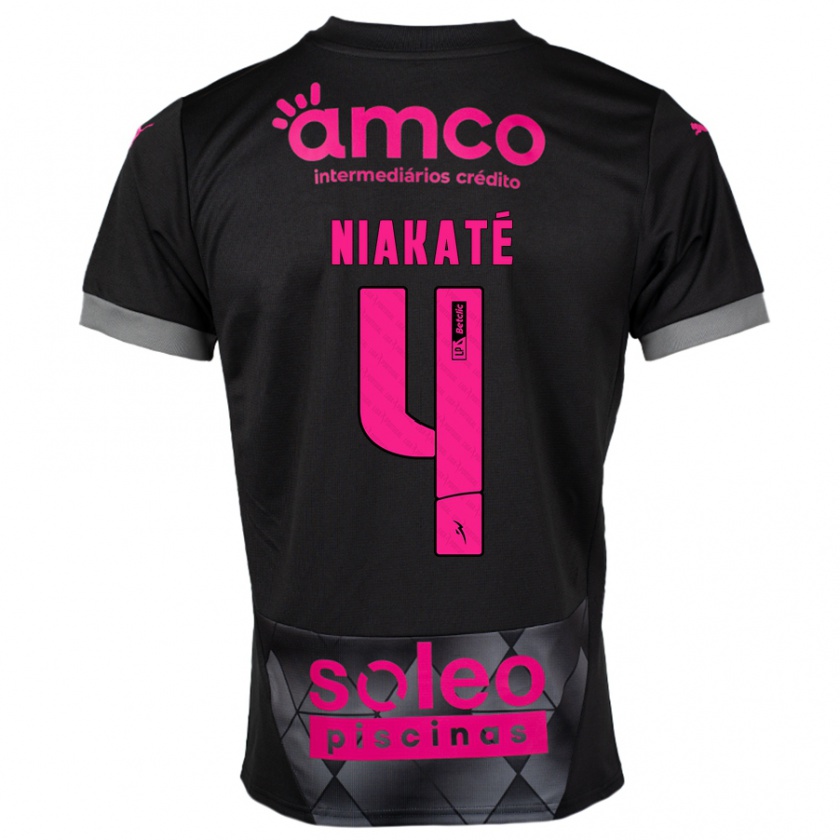 Kandiny Enfant Maillot Sikou Niakaté #4 Noir Rose Tenues Extérieur 2024/25 T-Shirt