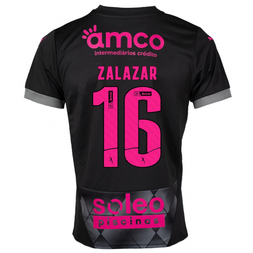 Kandiny Enfant Maillot Rodrigo Zalazar #16 Noir Rose Tenues Extérieur 2024/25 T-Shirt