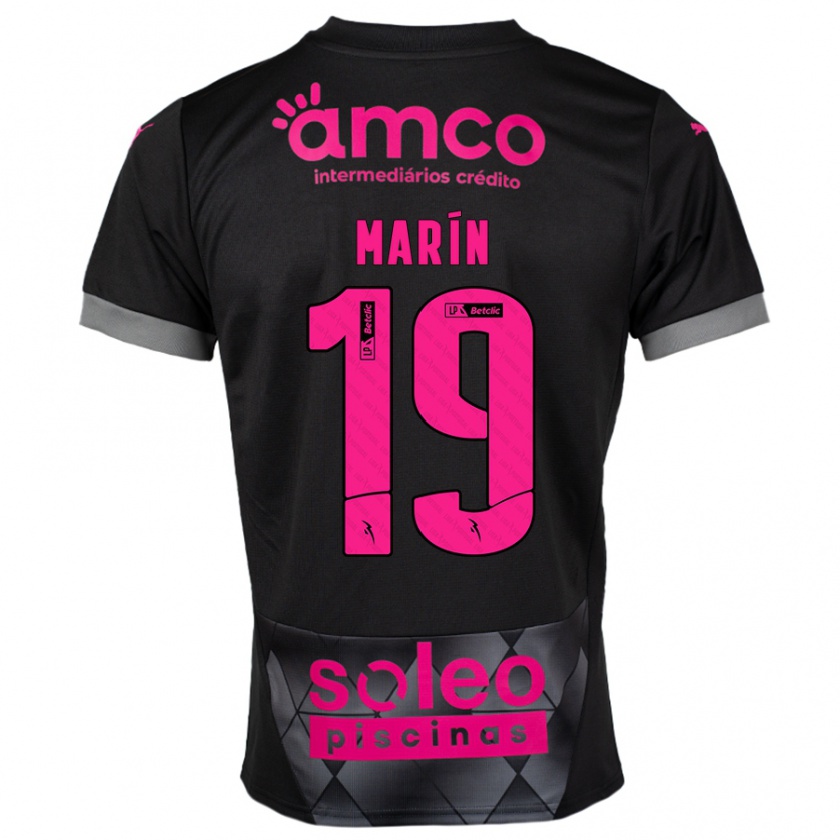 Kandiny Enfant Maillot Adrián Marín #19 Noir Rose Tenues Extérieur 2024/25 T-Shirt