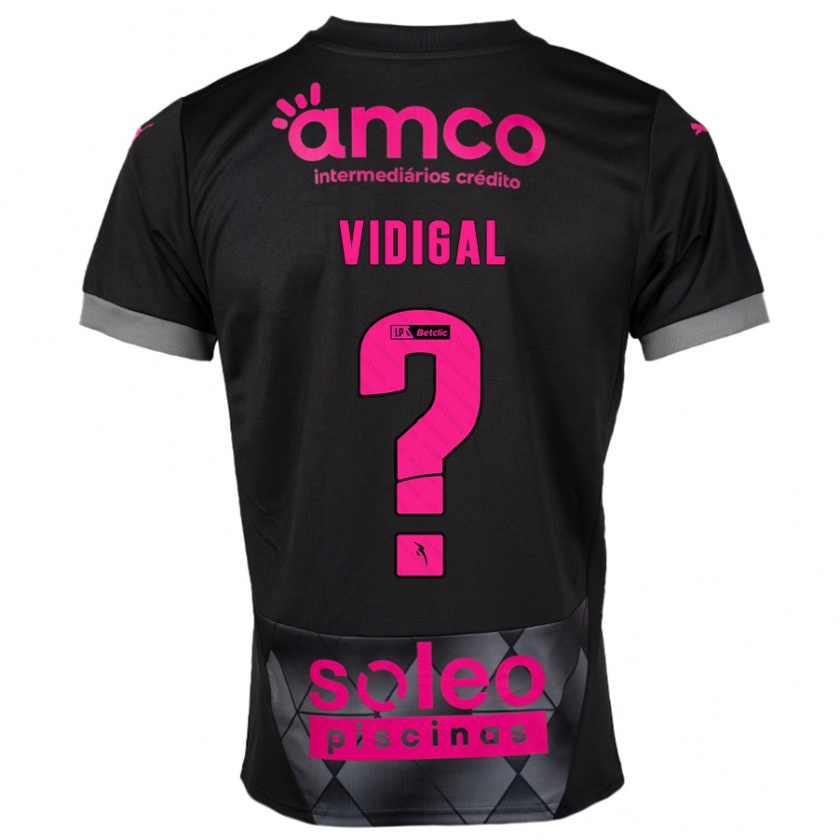 Kandiny Enfant Maillot Sandro Vidigal #0 Noir Rose Tenues Extérieur 2024/25 T-Shirt