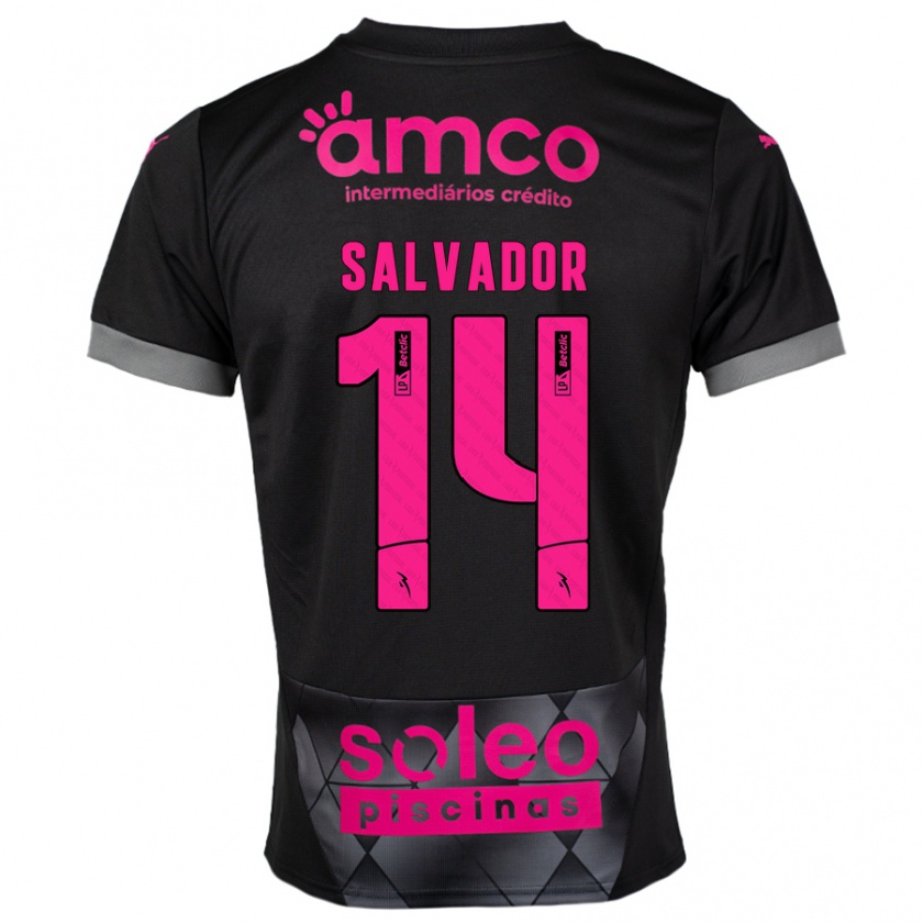 Kandiny Enfant Maillot João Salvador #14 Noir Rose Tenues Extérieur 2024/25 T-Shirt