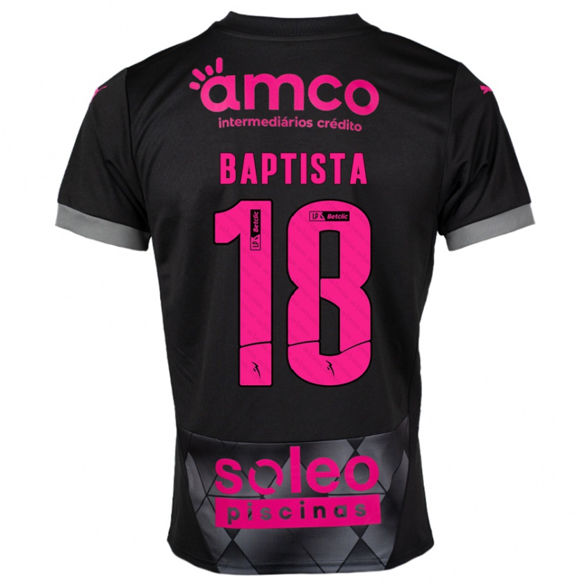 Kandiny Enfant Maillot Tiago Baptista #18 Noir Rose Tenues Extérieur 2024/25 T-Shirt