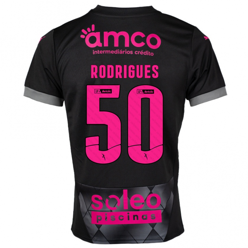 Kandiny Enfant Maillot Diego Rodrigues #50 Noir Rose Tenues Extérieur 2024/25 T-Shirt