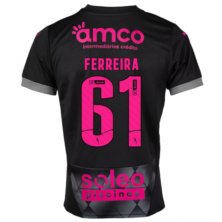 Kandiny Enfant Maillot Tiago Ferreira #61 Noir Rose Tenues Extérieur 2024/25 T-Shirt