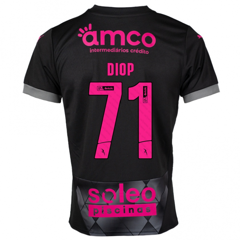 Kandiny Enfant Maillot Mamadou Diop #71 Noir Rose Tenues Extérieur 2024/25 T-Shirt