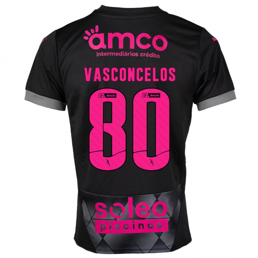 Kandiny Enfant Maillot Vasconcelos #80 Noir Rose Tenues Extérieur 2024/25 T-Shirt