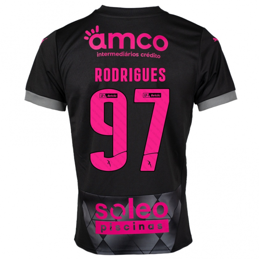 Kandiny Enfant Maillot Dinis Rodrigues #97 Noir Rose Tenues Extérieur 2024/25 T-Shirt