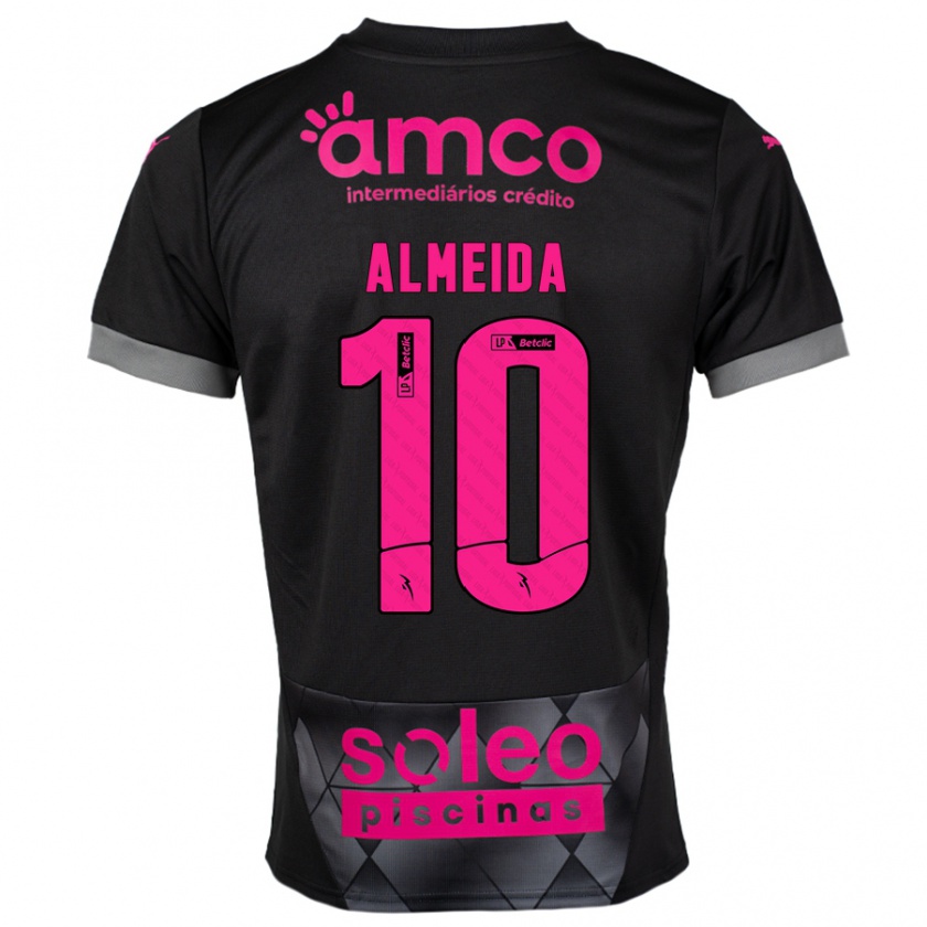 Kandiny Enfant Maillot Vitória Almeida #10 Noir Rose Tenues Extérieur 2024/25 T-Shirt