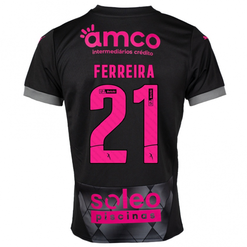 Kandiny Enfant Maillot Ana Carolina Ferreira #21 Noir Rose Tenues Extérieur 2024/25 T-Shirt