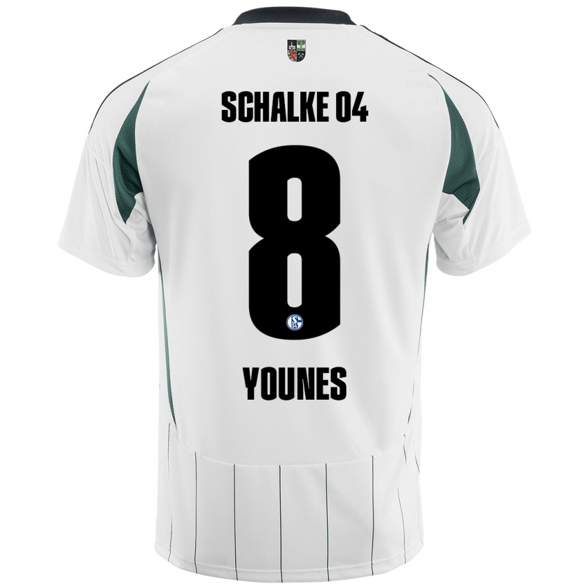 Kandiny Enfant Maillot Amin Younes #8 Blanc Vert Tenues Extérieur 2024/25 T-Shirt