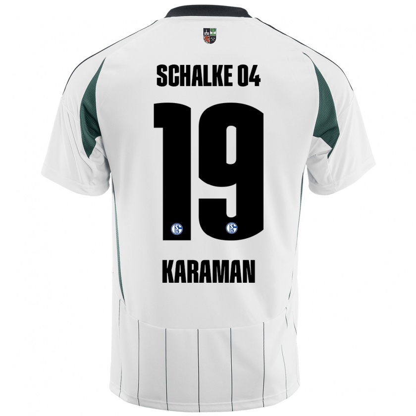 Kandiny Enfant Maillot Kenan Karaman #19 Blanc Vert Tenues Extérieur 2024/25 T-Shirt