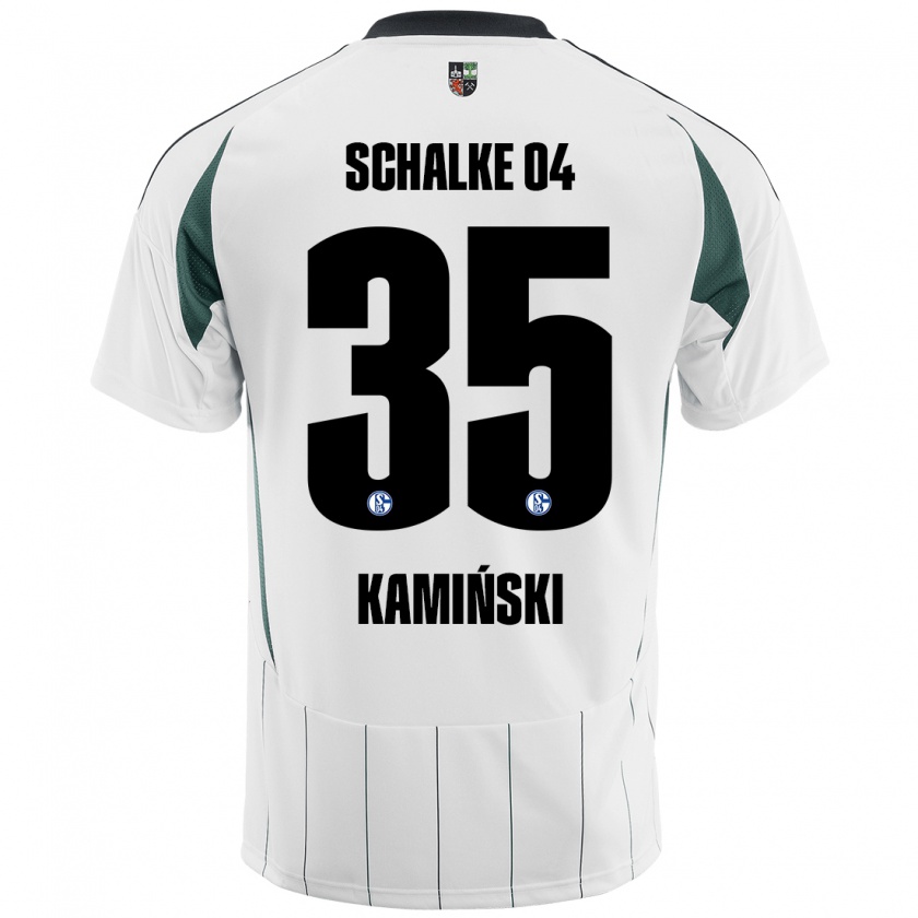 Kandiny Enfant Maillot Marcin Kaminski #35 Blanc Vert Tenues Extérieur 2024/25 T-Shirt