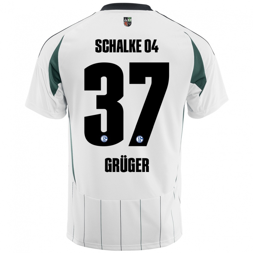 Kandiny Enfant Maillot Max Grüger #37 Blanc Vert Tenues Extérieur 2024/25 T-Shirt