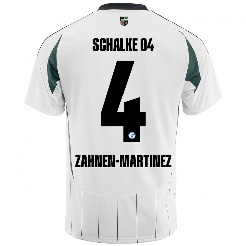 Kandiny Enfant Maillot Pablo Zahnen-Martinez #4 Blanc Vert Tenues Extérieur 2024/25 T-Shirt