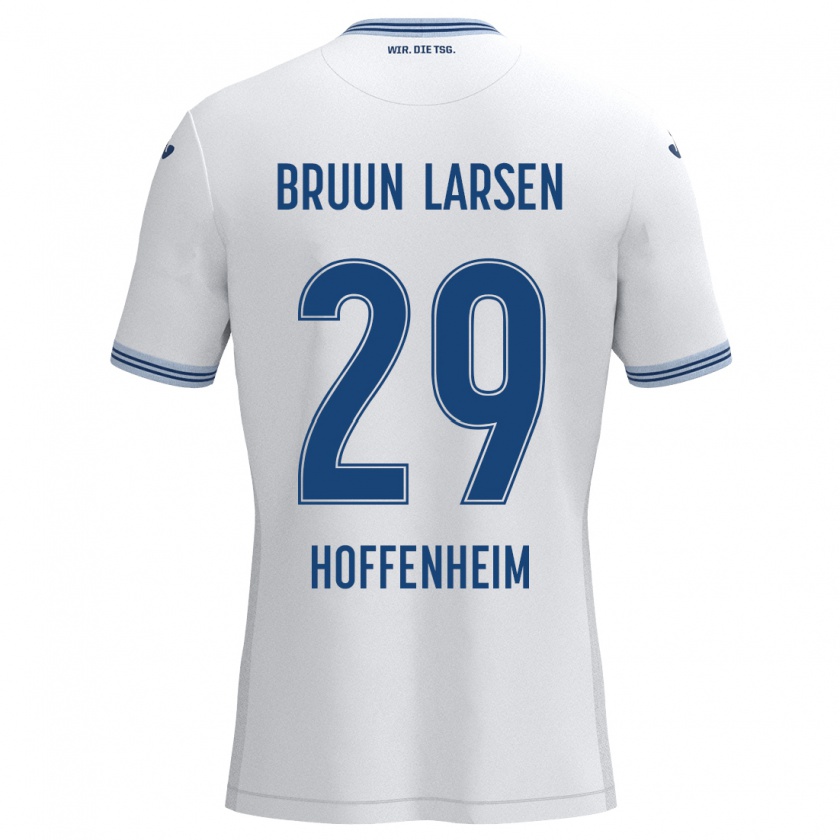 Kandiny Enfant Maillot Jacob Bruun Larsen #29 Blanc Bleu Tenues Extérieur 2024/25 T-Shirt