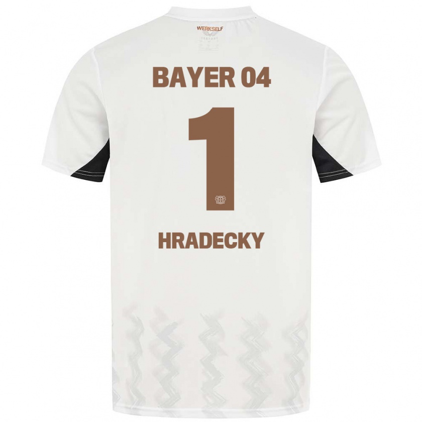 Kandiny Enfant Maillot Lukas Hradecky #1 Blanc Noir Tenues Extérieur 2024/25 T-Shirt