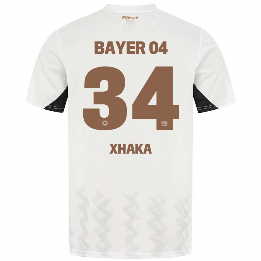 Kandiny Enfant Maillot Granit Xhaka #34 Blanc Noir Tenues Extérieur 2024/25 T-Shirt