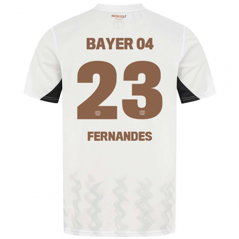 Kandiny Enfant Maillot Tyron Fernandes #23 Blanc Noir Tenues Extérieur 2024/25 T-Shirt