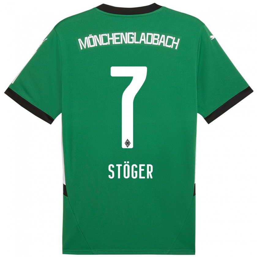 Kandiny Enfant Maillot Kevin Stöger #7 Vert Blanc Tenues Extérieur 2024/25 T-Shirt