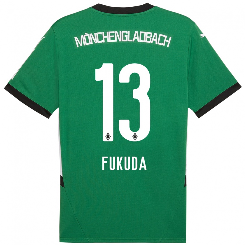 Kandiny Enfant Maillot Shio Fukuda #13 Vert Blanc Tenues Extérieur 2024/25 T-Shirt