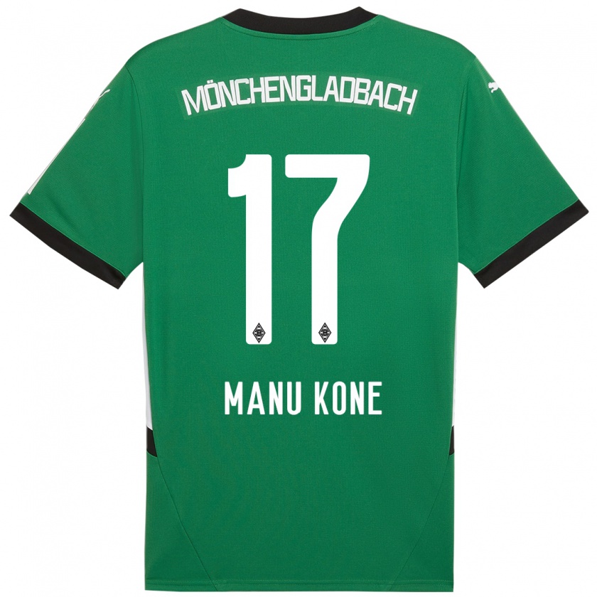 Kandiny Enfant Maillot Manu Koné #17 Vert Blanc Tenues Extérieur 2024/25 T-Shirt