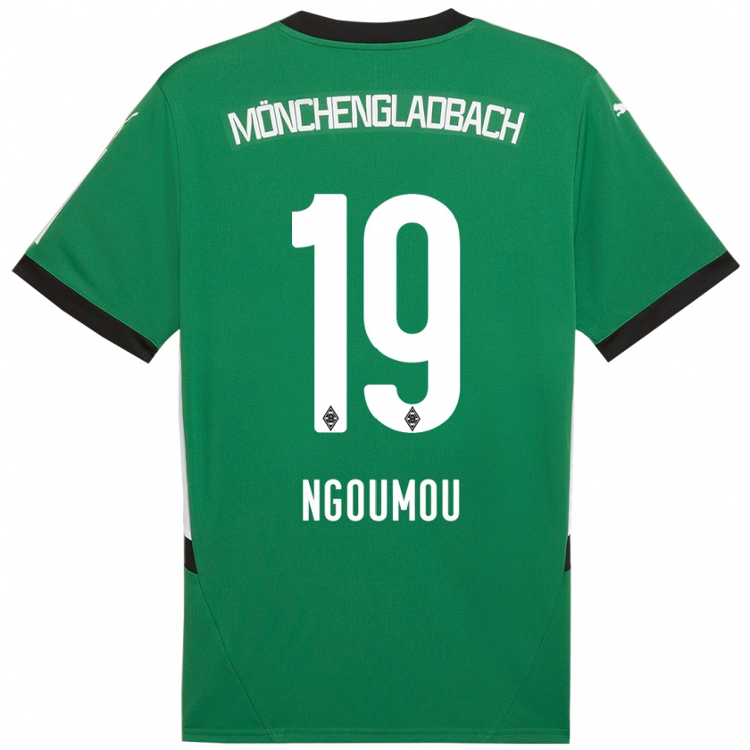 Kandiny Enfant Maillot Nathan Ngoumou #19 Vert Blanc Tenues Extérieur 2024/25 T-Shirt