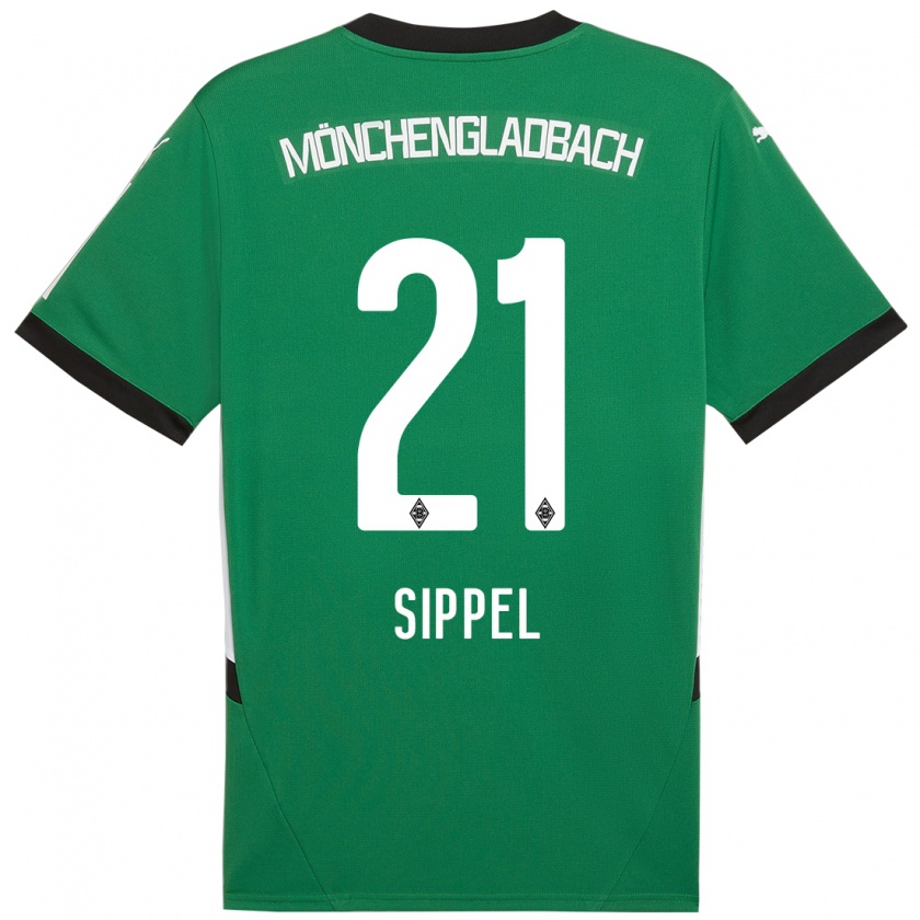 Kandiny Enfant Maillot Tobias Sippel #21 Vert Blanc Tenues Extérieur 2024/25 T-Shirt